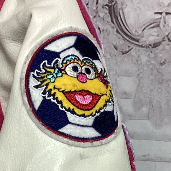 Vintage Y2K Sesame Street Soccer Varsity Jacket Snap Front 5T - Picture 15 of 16